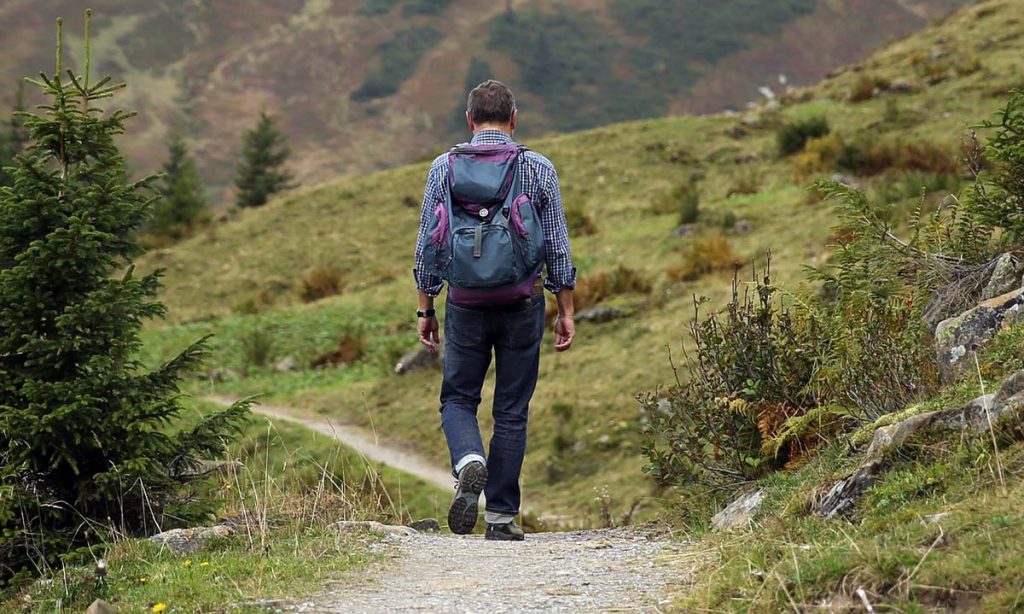 Backpacker Wandern Wald