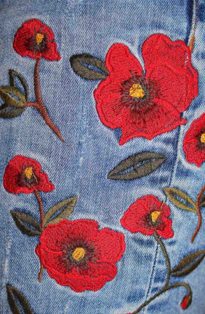 Blumen Stickerei Denim